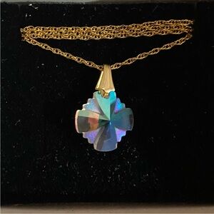 Avon Gold Necklace with Iridescent Pendant